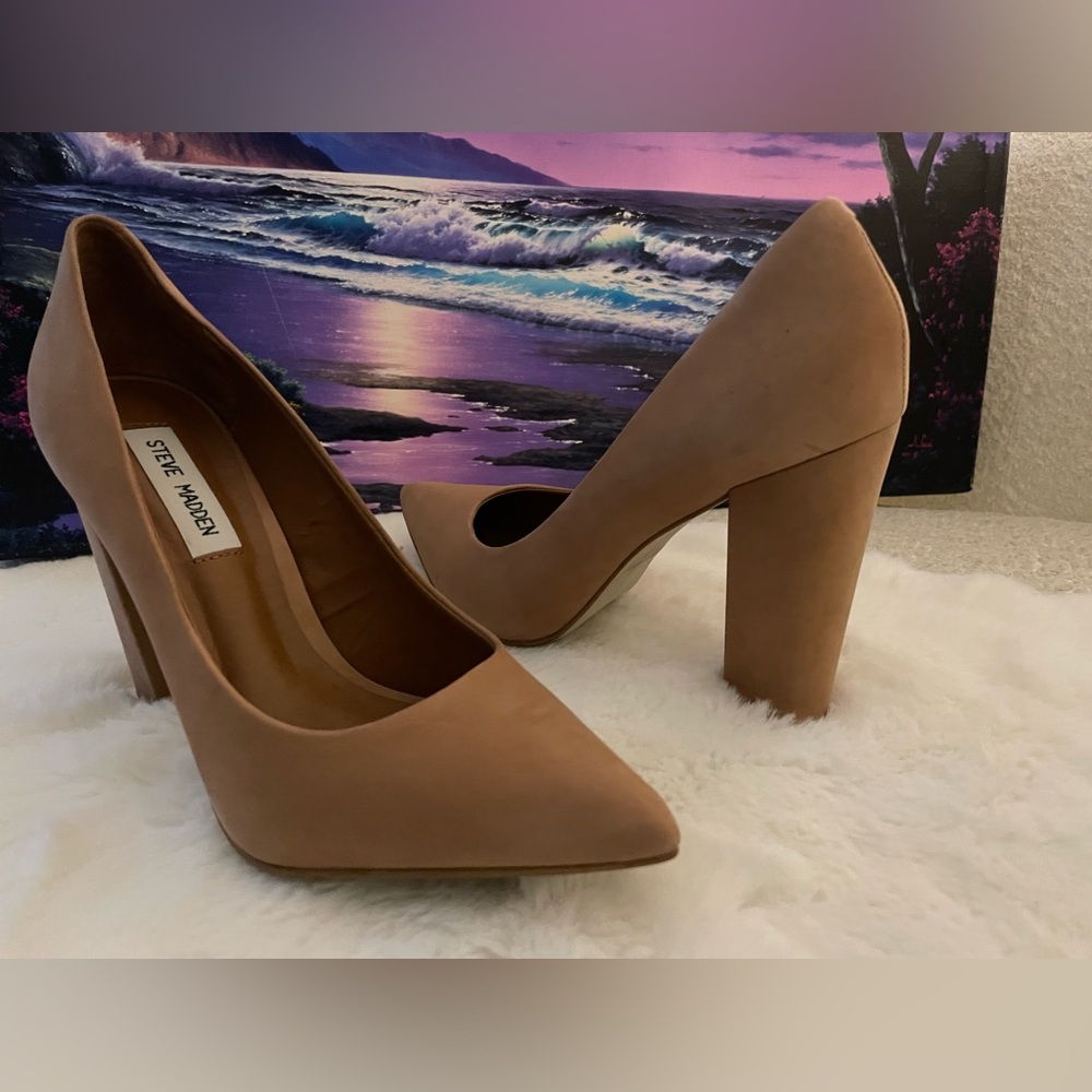 Steve Madden point toe chunky block heels shoes 8.5
